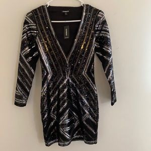 Black & silver sequin dress